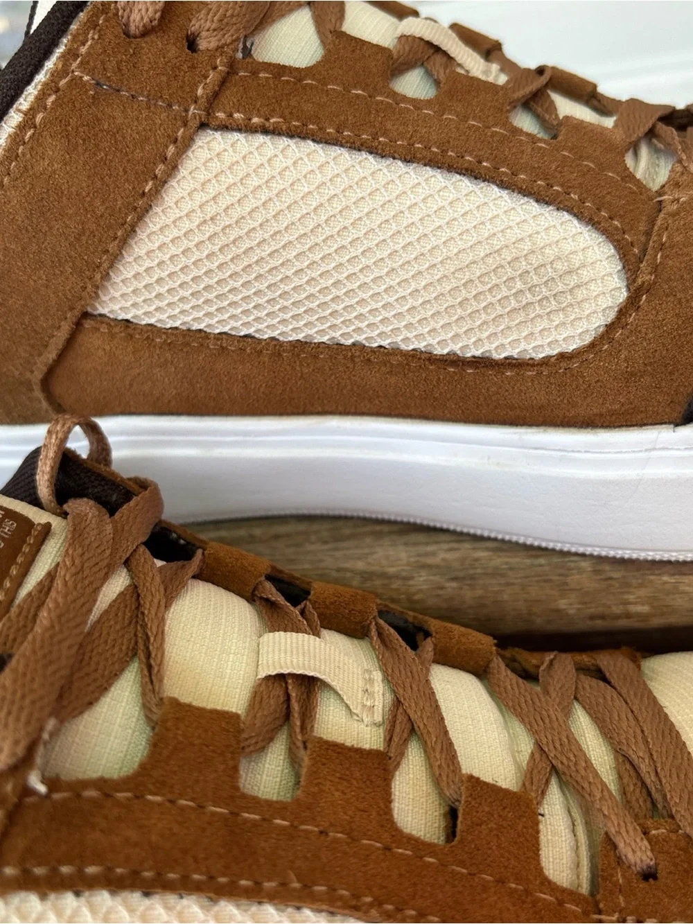 Volcom Men workwear Comp toe Sneakers in Brown and Cream with Dark Brown Accents